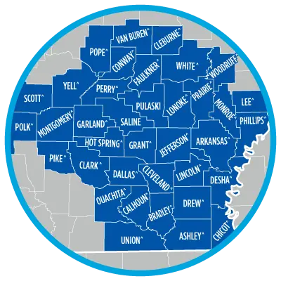 Central Arkansas County Map